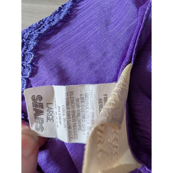 Vintage Carriage Court Sears Purple Lace Trim Nightgown Short Sleeve Sleepwear L - Picture 7 of 9